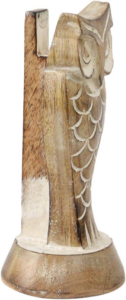 Hand-Carved Owl Eyeglass Holder – Rustic Wood Display Stand