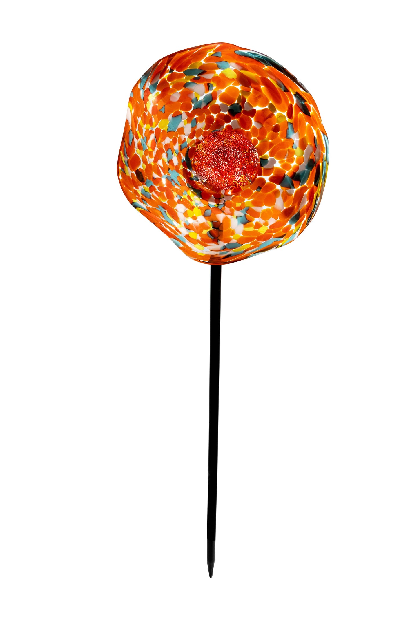 Chihuly Inspired Art Glass California Poppy flower stake