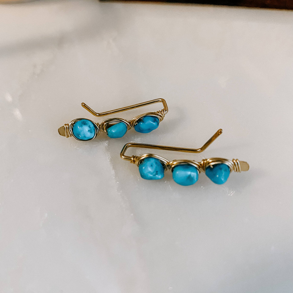 Kingman Turquoise Ear Climbers
