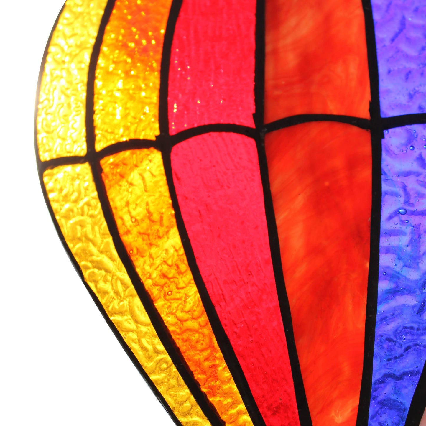 11" Otis Red Hot Air Balloon Stained Glass Window Panel