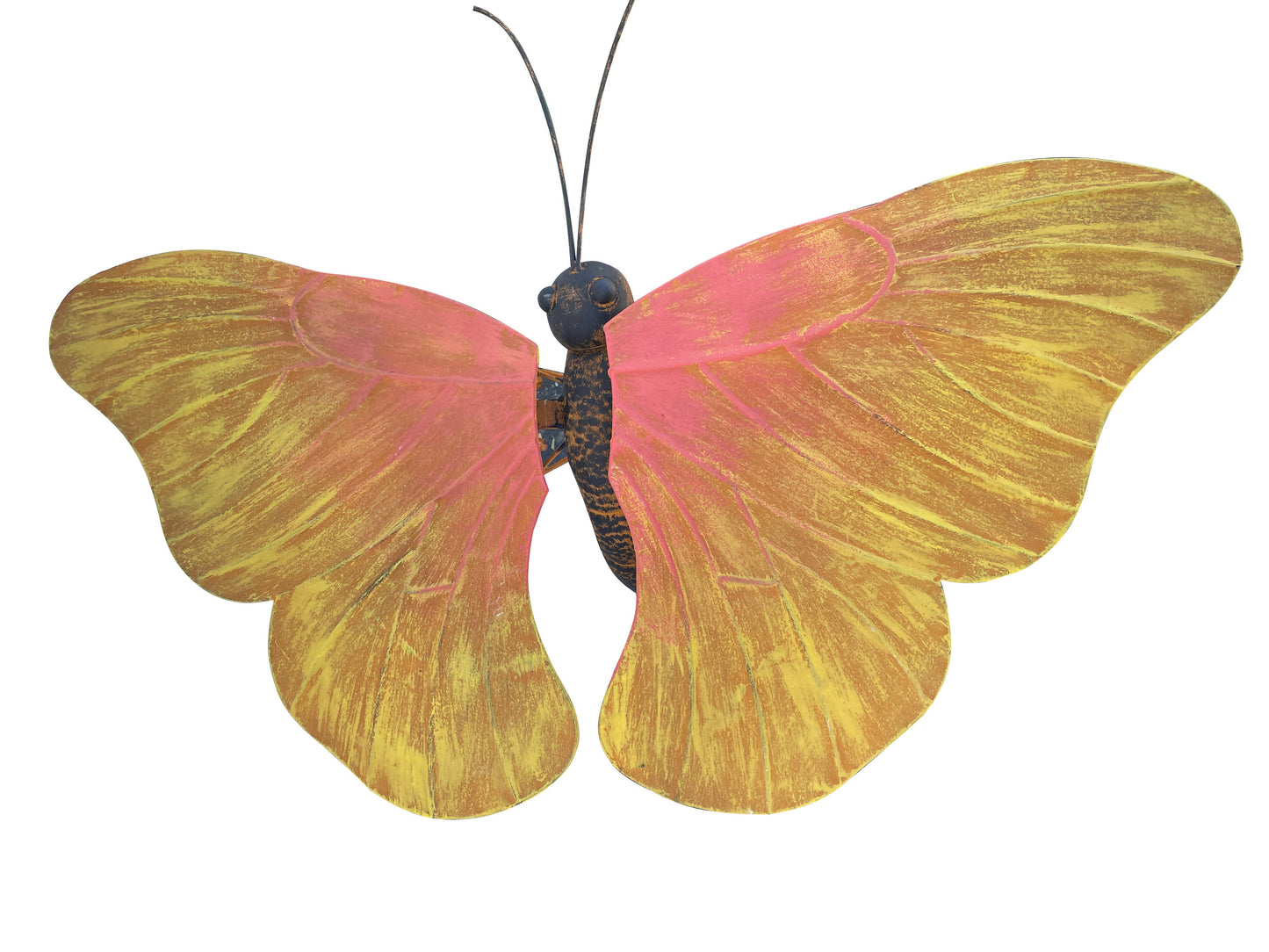 Rustic Metal Rocker Stake with Three Butterflies