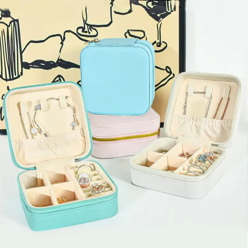 CLEARANCE: Random Color PU Travel Jewelry Box – 2 Sizes