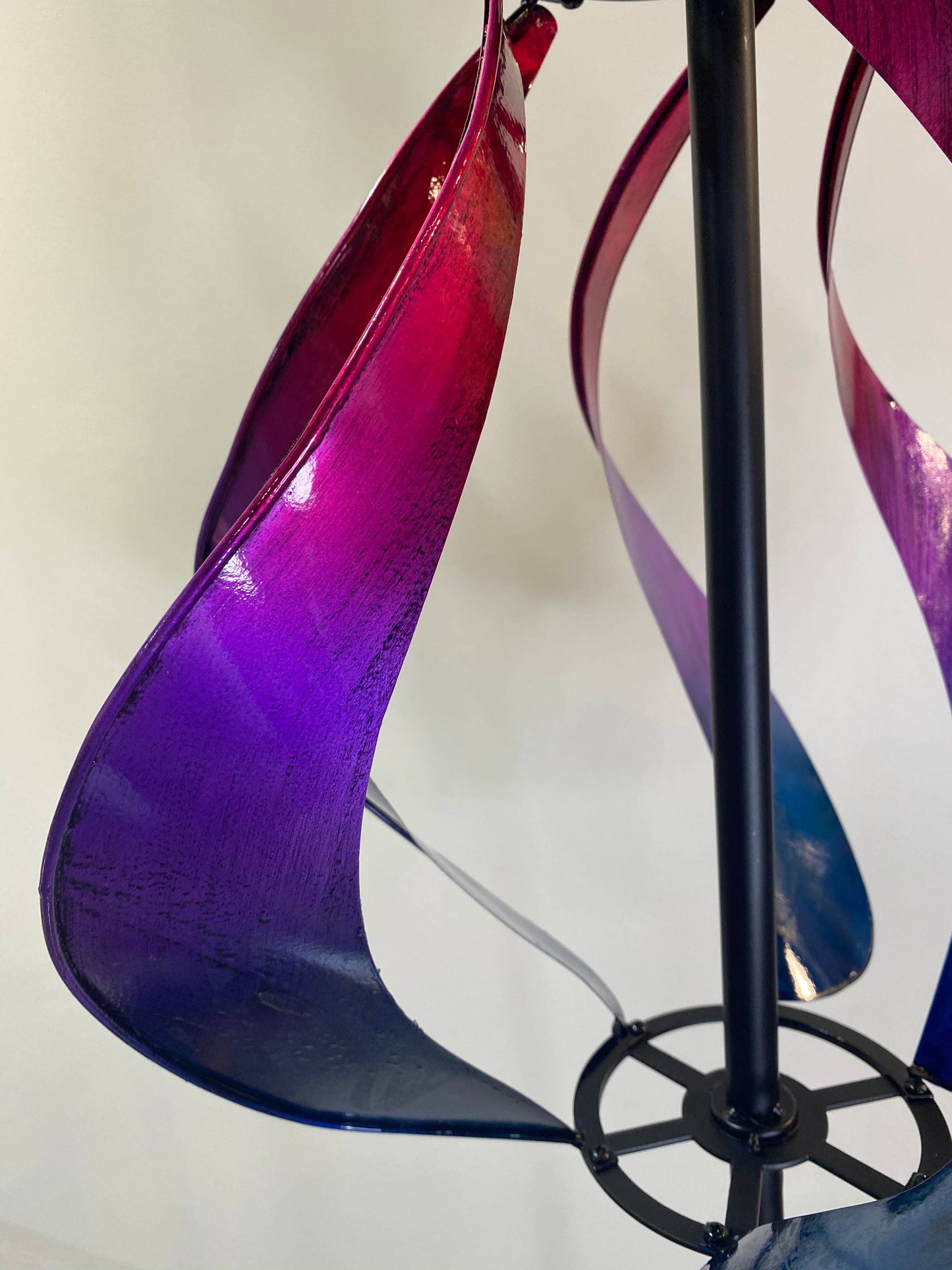 Metal Pink & Purple Flames Kinetic Wind Spinner Stake