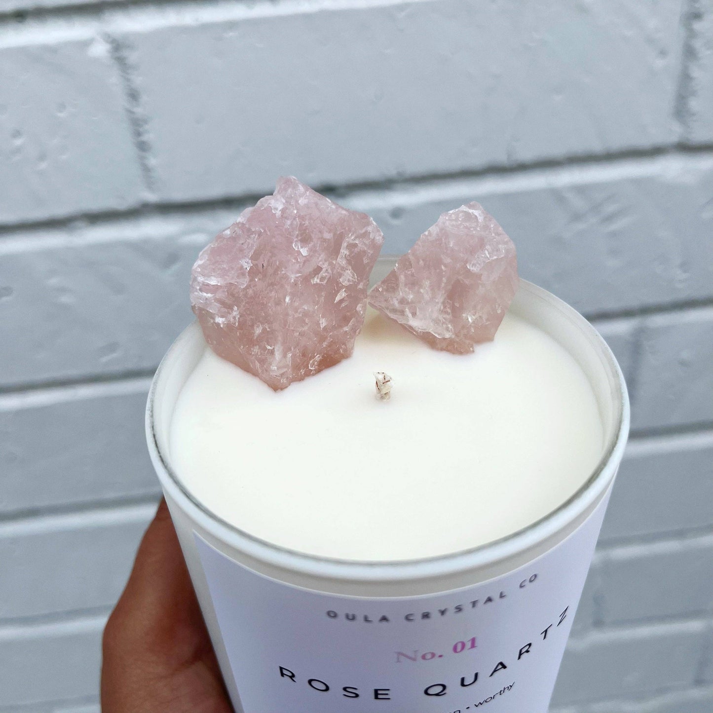 Rose Quartz Candle · Wholesale  · Crystal Infused
