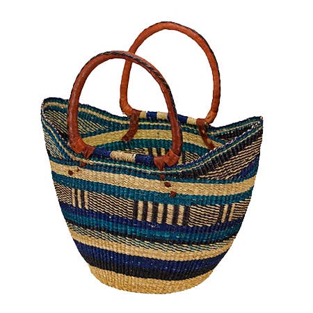 African Bolga Baskets : Shopping Tote w/ Flexible Rim(G-143)
