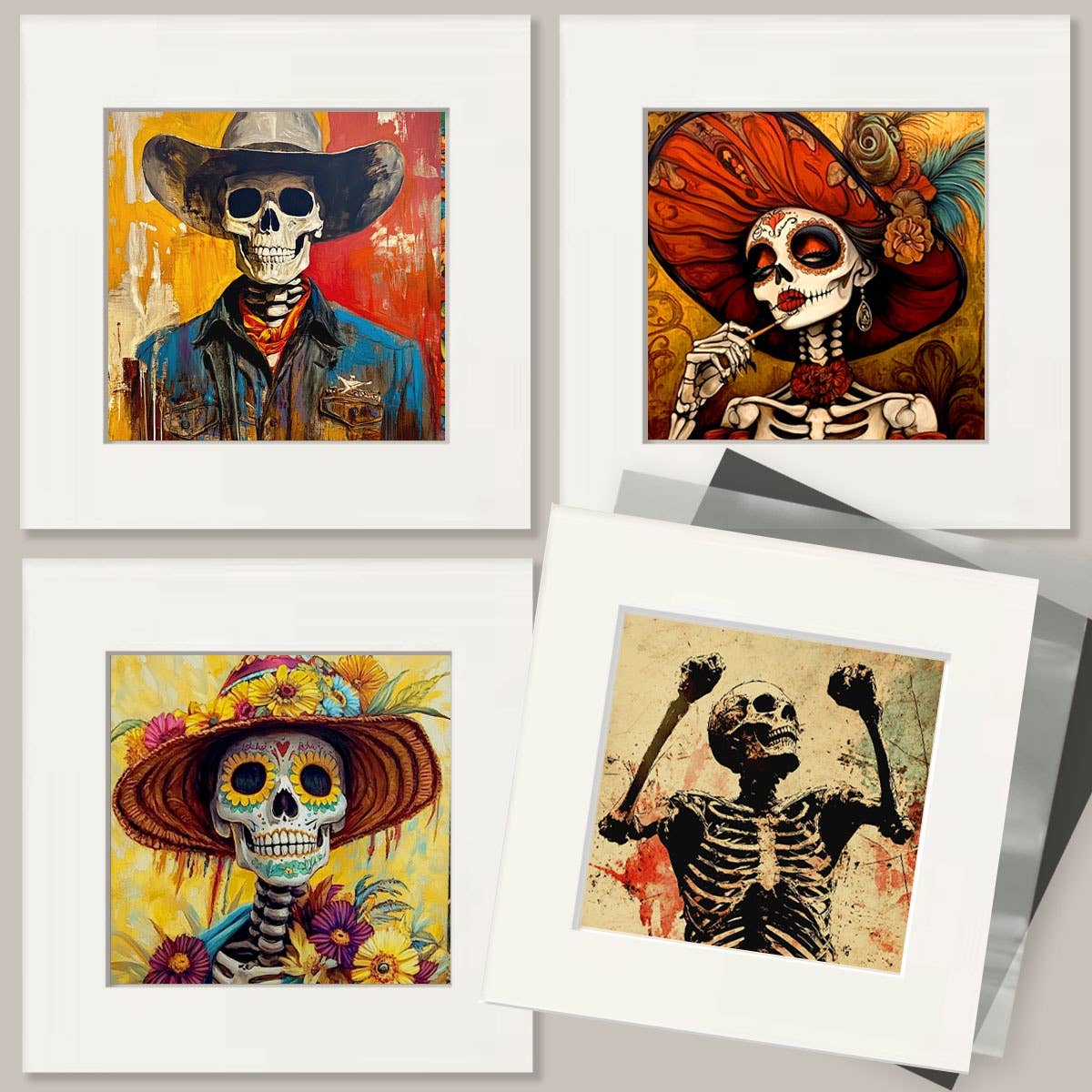 Real Old Cowboy - Skull & Skeleton Art Prints - 8"x10" Art Print for 11"x14" Frame