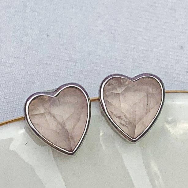Heart Silver Gemstone Studs