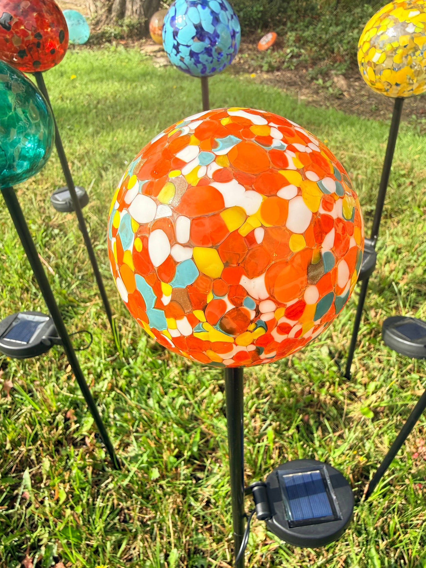4" Assorted Solar LED Orb Stake