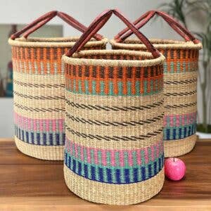 African Bolga Baskets : Laundry Set of 3 (G-175)