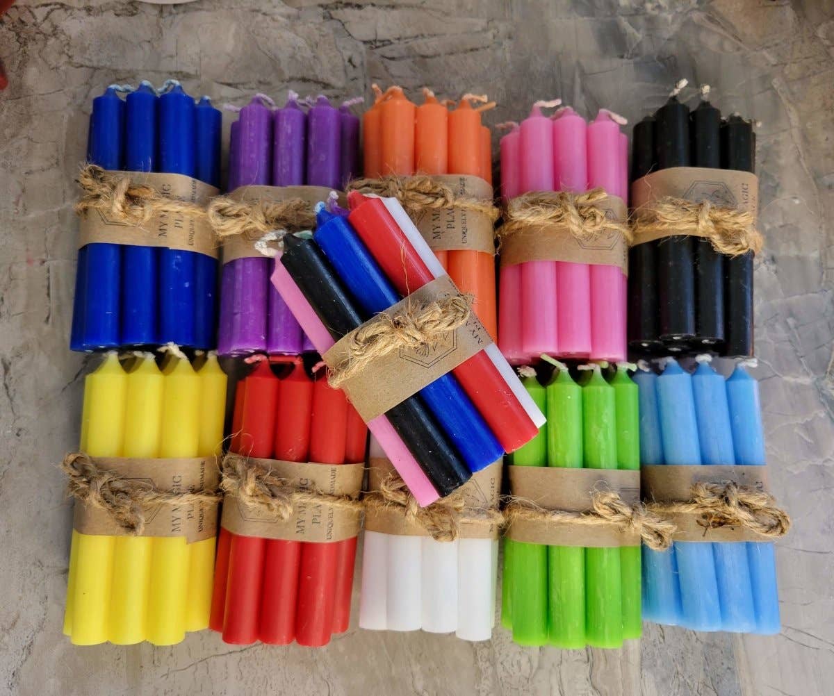Set of 10 mini Candles 4" chime unscented Home Decor