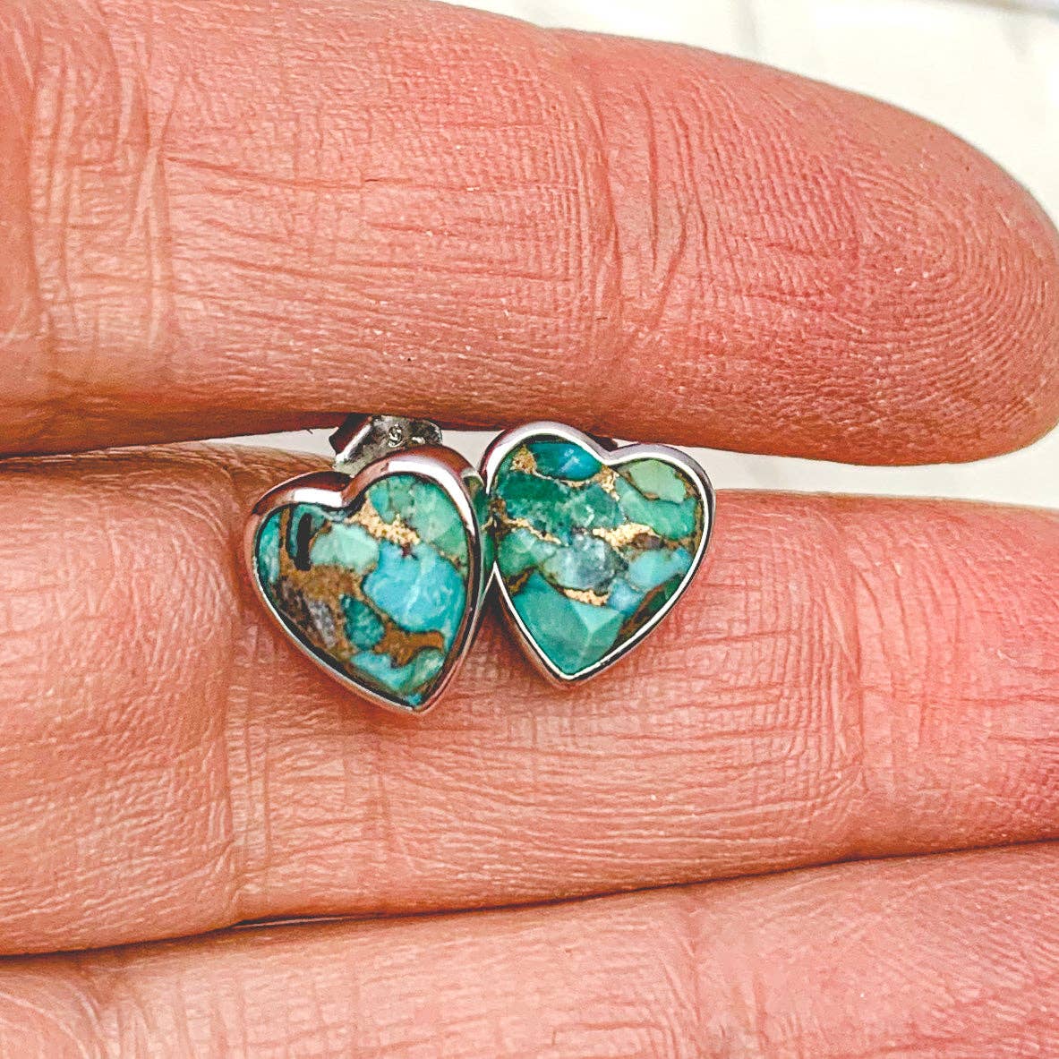 Heart Silver Gemstone Studs
