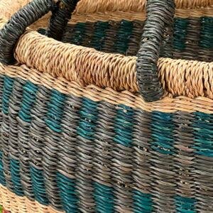 African Bolga Baskets : XL Round w/Leather Handles (G-179A)