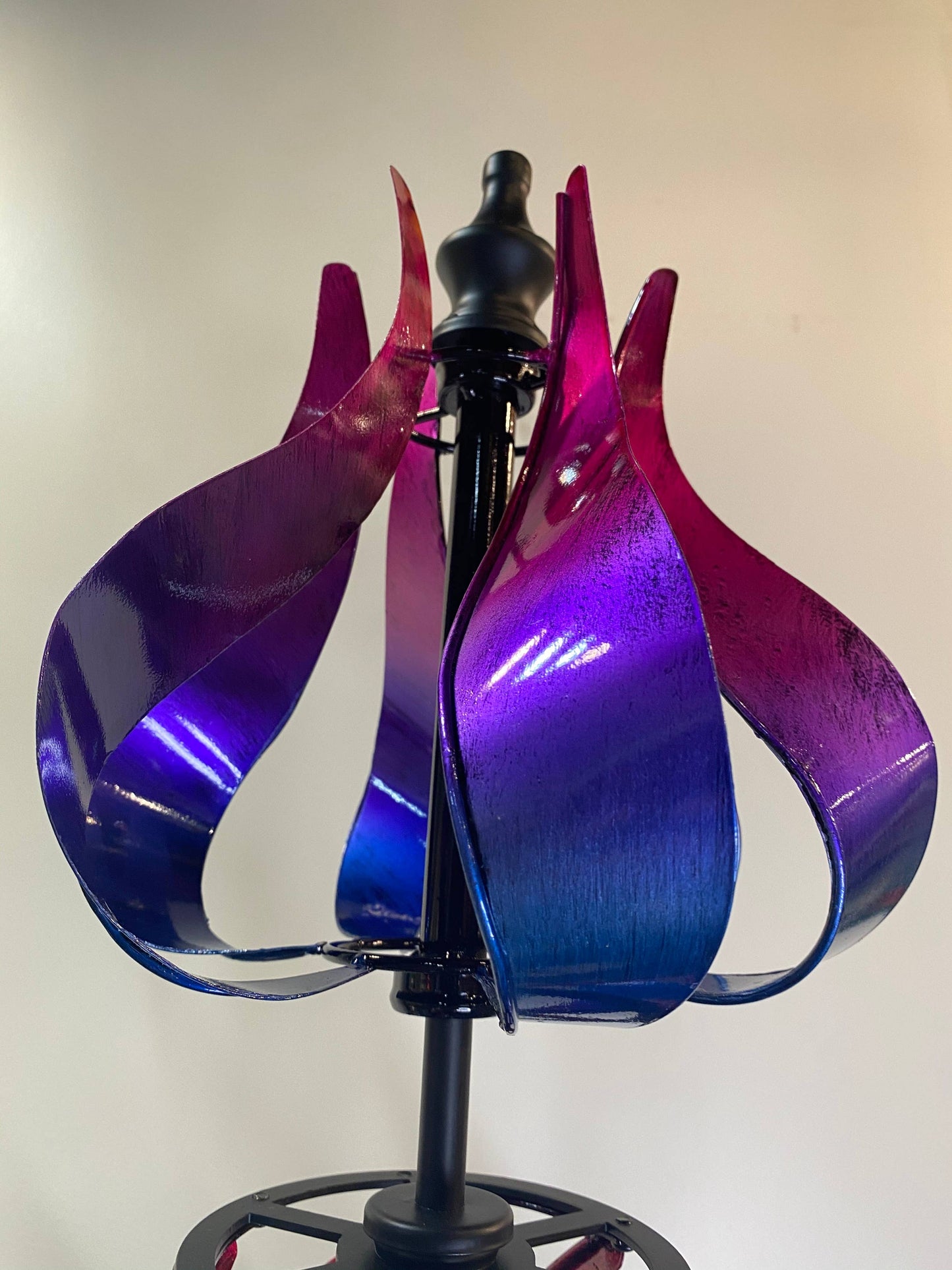 Metal Pink & Purple Flames Kinetic Wind Spinner Stake