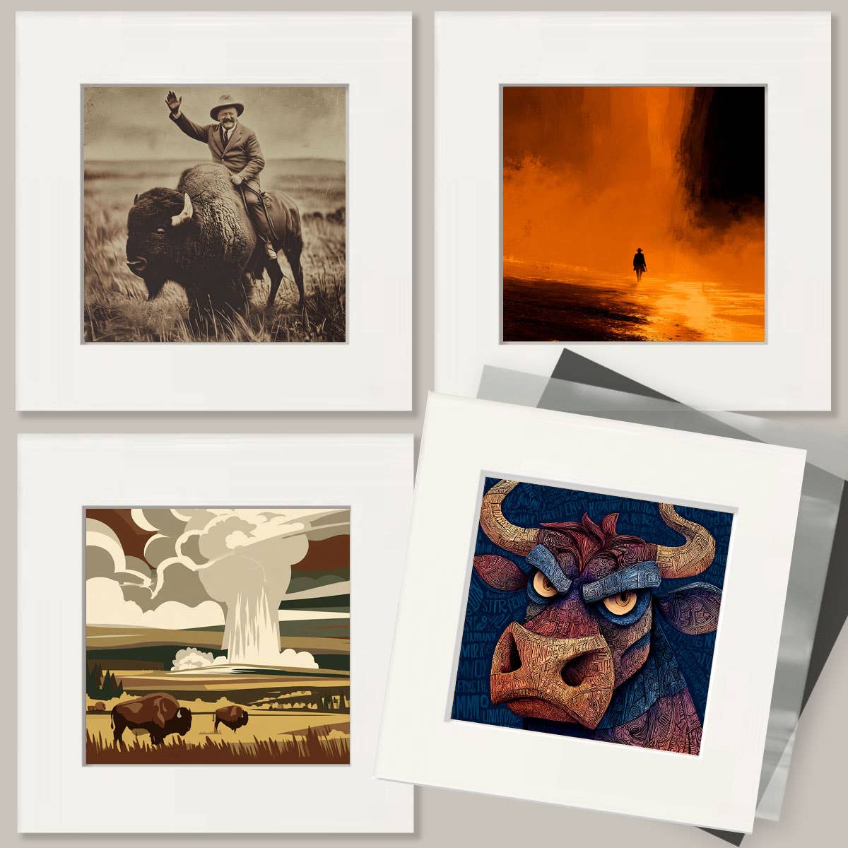 Lowbrow Pistolera American West Art Print - 8"x8" Artwork for 12"x12" Frame