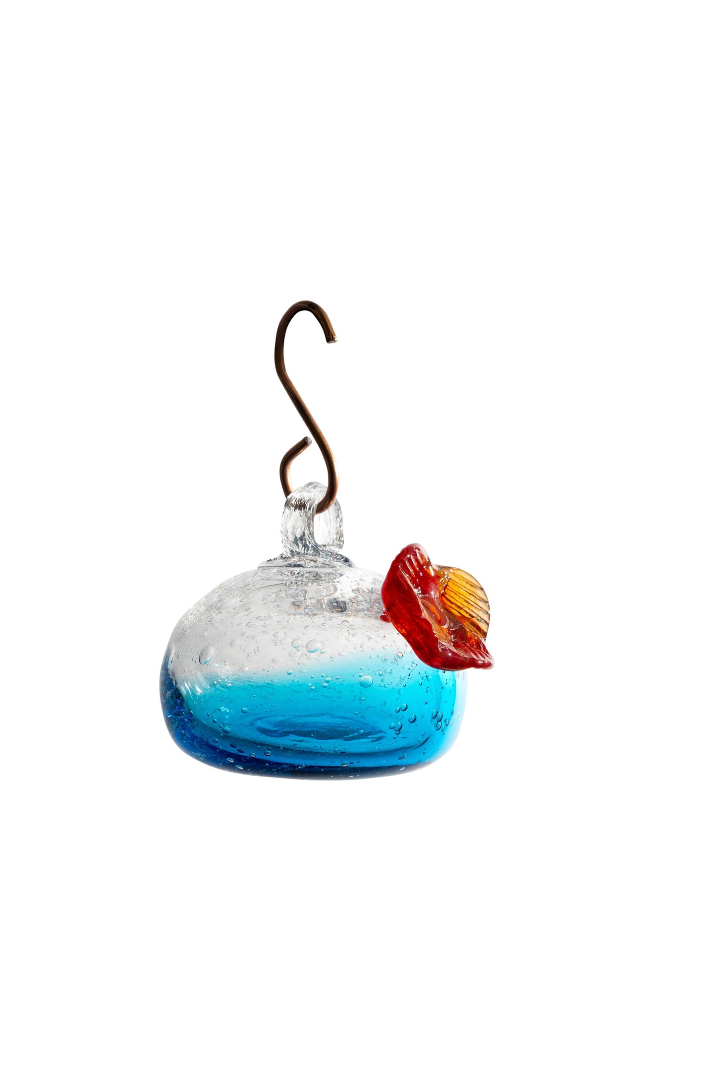 Handblown Art Glass Humming Bird Feeder Small