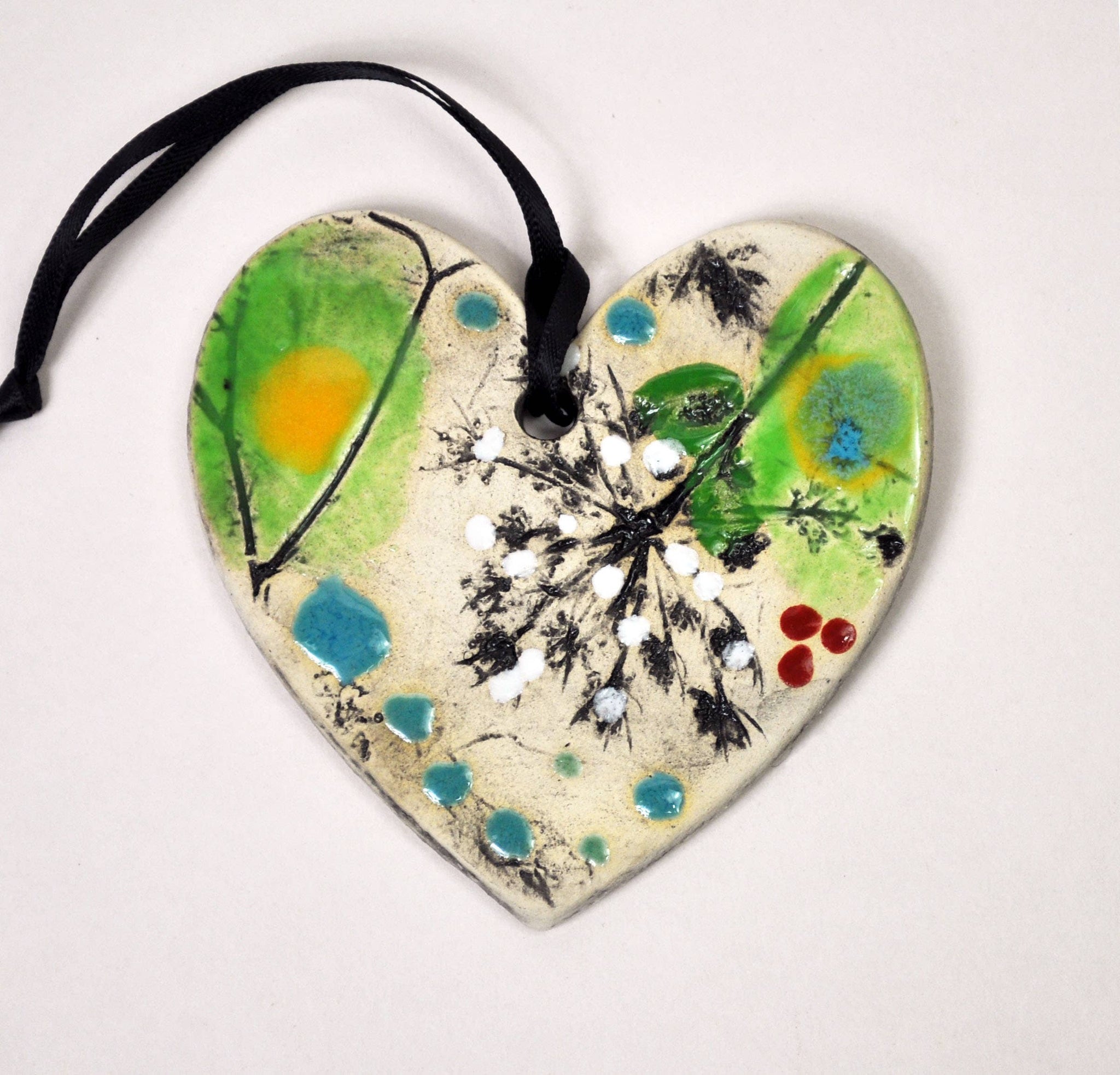 Handmade Pottery Heart Ornament