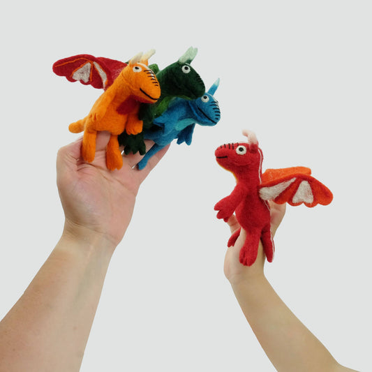 Felt Finger Puppets  - Dragon Set of 4