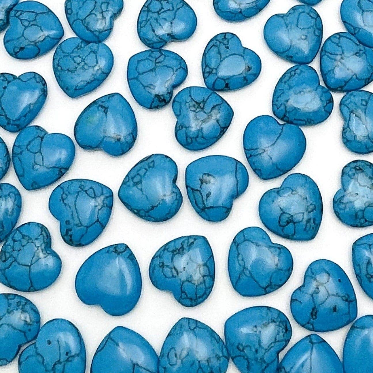 Turquoise Howlite Hearts - Heart Shaped stones - (10Brownshelf-35)